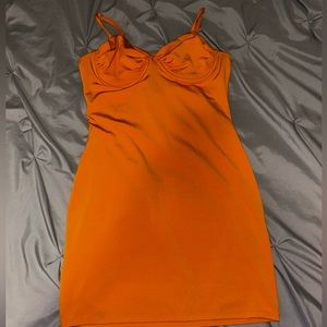 Bright orange mini dress